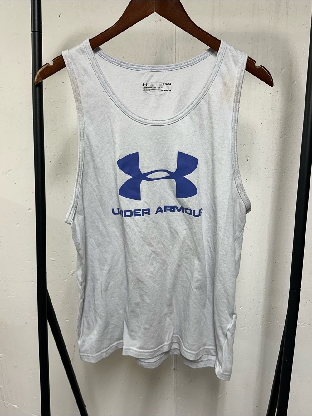 Under Armour White Tank Top with Blue Logo